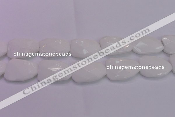 CTW515 15.5 inches 30*40mm faceted & twisted white porcelain beads