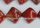 CTW52 15.5 inches 15*15mm twisted diamond red jasper beads