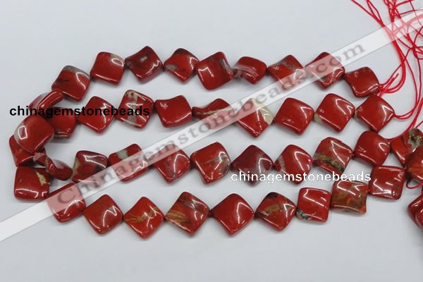 CTW52 15.5 inches 15*15mm twisted diamond red jasper beads