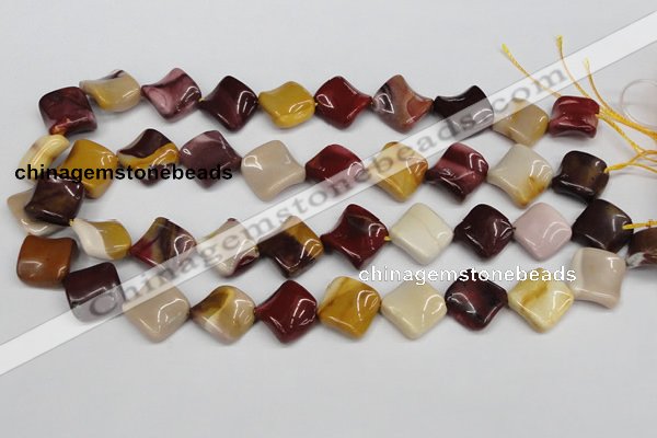 CTW54 15.5 inches 15*15mm twisted diamond mookaite beads