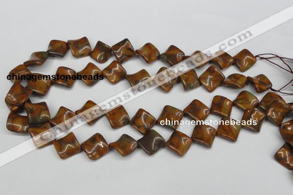 CTW55 15.5 inches 15*15mm twisted diamond jasper gemstone beads