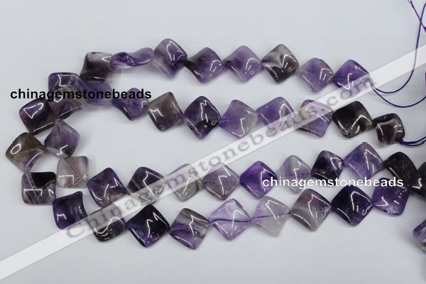 CTW56 15.5 inches 15*15mm twisted diamond amethyst gemstone beads