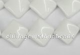 CTW57 15.5 inches 15*15mm twisted diamond white agate beads