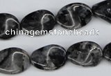 CTW64 15.5 inches 13*18mm twisted oval black labradorite beads