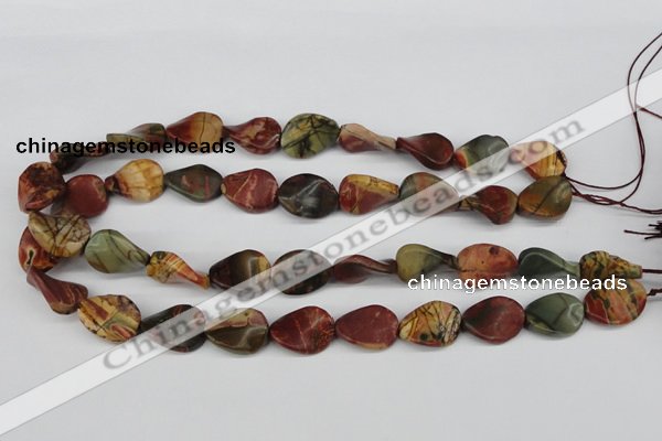 CTW71 15.5 inches 15*20mm twisted oval picasso jasper beads