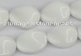 CTW76 15.5 inches 15*20mm twisted oval white agate gemstone beads