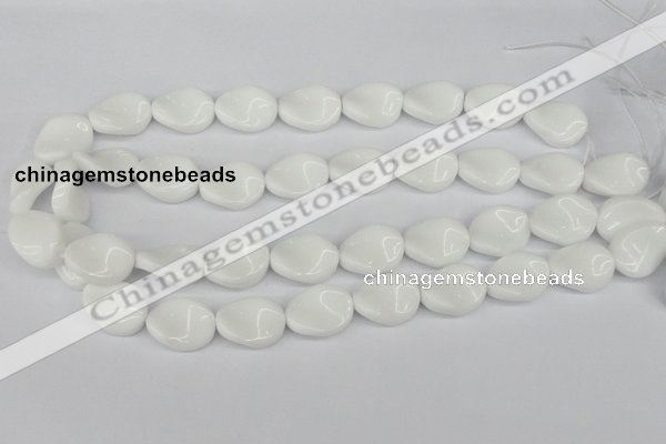 CTW76 15.5 inches 15*20mm twisted oval white agate gemstone beads