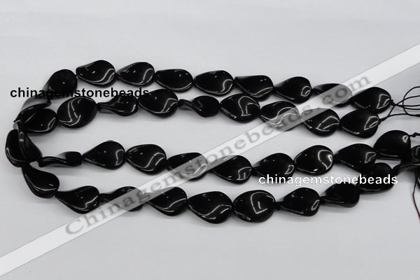 CTW77 15.5 inches 15*20mm twisted oval black agate gemstone beads