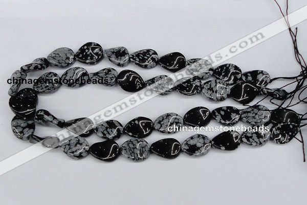 CTW78 15.5 inches 15*20mm twisted oval snowflake obsidian beads