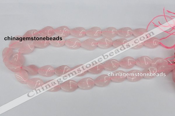 CTW80 15.5 inches 15*20mm twisted oval rose quartz beads