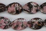 CTW84 15.5 inches 15*20mm twisted oval rhodonite gemstone beads