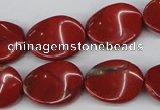 CTW85 15.5 inches 15*20mm twisted oval red jasper gemstone beads