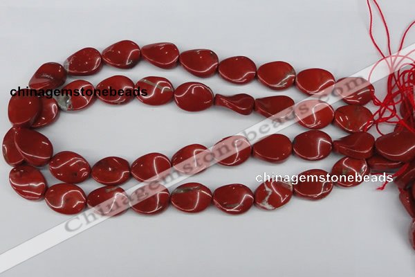 CTW85 15.5 inches 15*20mm twisted oval red jasper gemstone beads