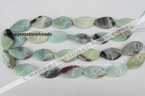 CTW91 15.5 inches 18*30mm twisted oval amazonite gemstone beads