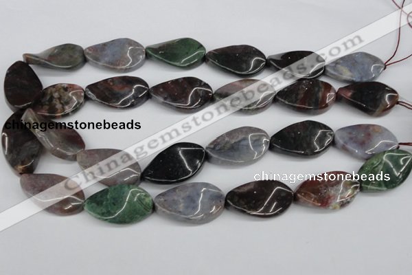 CTW92 15.5 inches 18*30mm twisted oval Indian agate gemstone beads