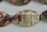 CTW93 15.5 inches 18*30mm twisted oval rainforest agate gemstone beads