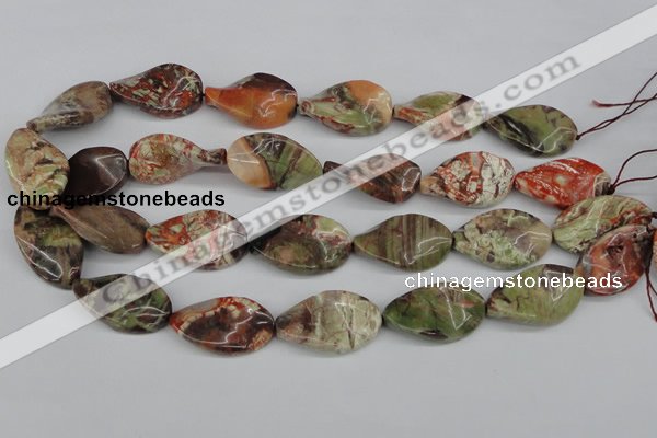 CTW93 15.5 inches 18*30mm twisted oval rainforest agate gemstone beads