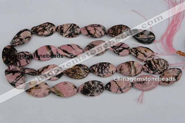 CTW95 15.5 inches 18*30mm twisted oval rhodonite gemstone beads