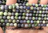 CTZ542 15 inches 6mm round tanzanite & tsavorite beads