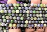 CTZ543 15 inches 7mm round tanzanite & tsavorite beads