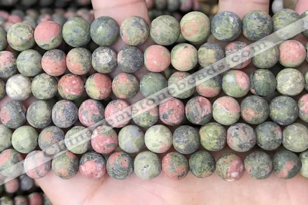 CUG192 15.5 inches 8mm round matte unakite beads wholesale