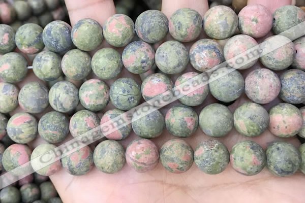 CUG193 15.5 inches 10mm round matte unakite beads wholesale