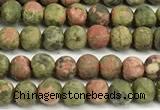 CUG205 15 inches 4mm round matte unakite beads