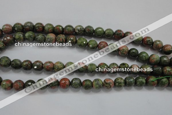 CUG302 15.5 inches 8mm faceted round unakite gemstone beads