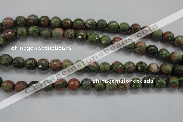 CUG303 15.5 inches 10mm faceted round unakite gemstone beads