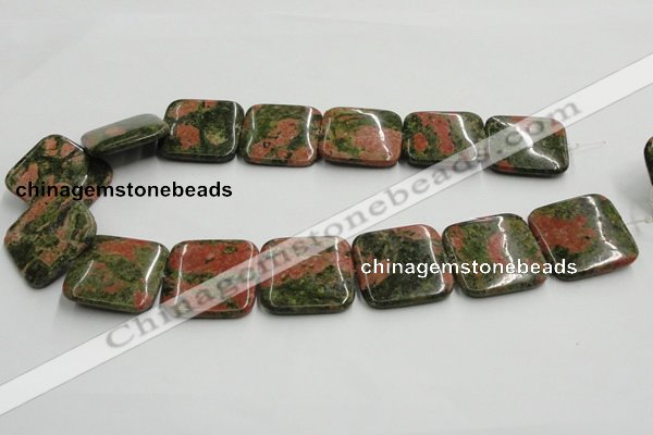 CUG51 16 inches 30*30mm square natural unakite gemstone beads wholesale