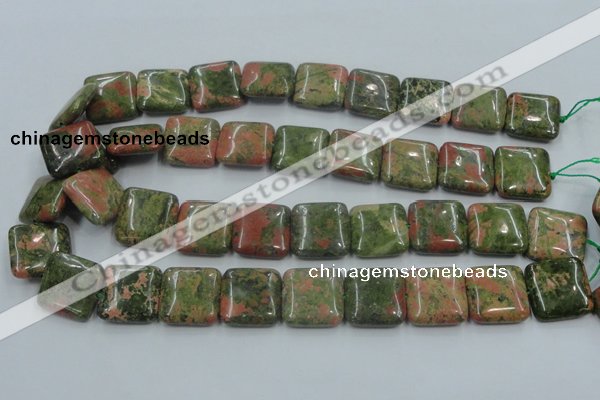 CUG60 16 inches 20*20mm square natural unakite gemstone beads wholesale