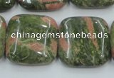 CUG61 16 inches 25*25mm square natural unakite gemstone beads wholesale