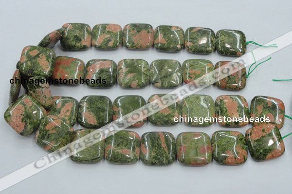 CUG61 16 inches 25*25mm square natural unakite gemstone beads wholesale