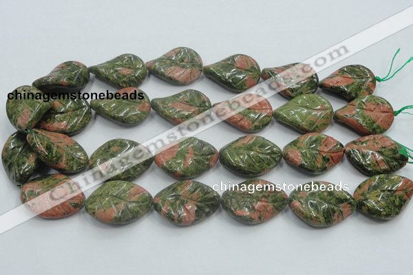 CUG64 16 inches 22*30mm twisted leaf natural unakite beads wholesale