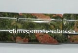 CUG72 15.5 inches 22*30mm flat tube unakite gemstone beads