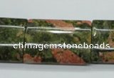 CUG72 15.5 inches 22*30mm flat tube unakite gemstone beads