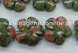 CUG74 15.5 inches 20mm carved flower unakite gemstone beads