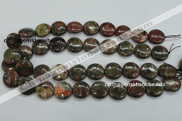 CUJ01 15.5 inches 20mm flat round autumn jasper gemstone beads