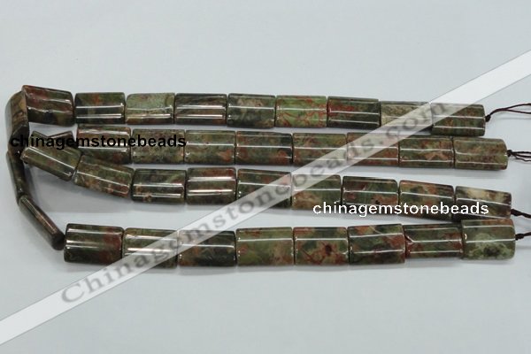 CUJ08 15.5 inches 15*20mm flat tube autumn jasper gemstone beads