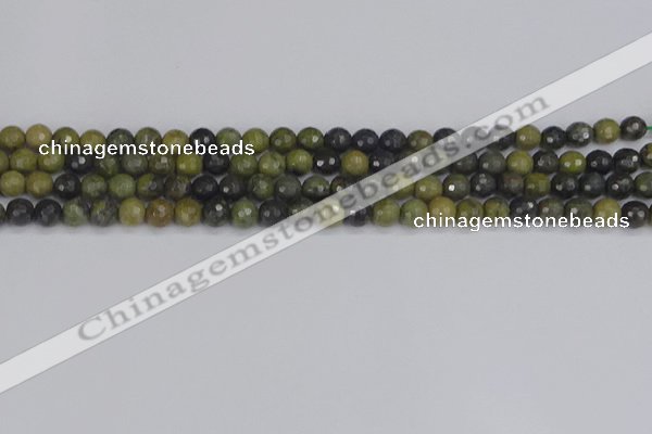 CUJ100 15.5 inches 4mm faceted round African green autumn jasper beads