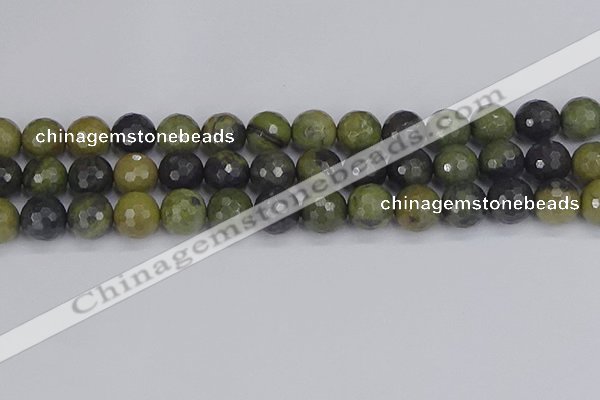 CUJ104 15.5 inches 12mm faceted round African green autumn jasper beads