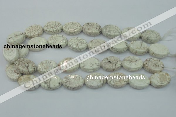 CWB01 15.5 inches 18*25mm carved oval natural white howlite gemstone beads