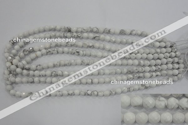 CWB211 15.5 inches 6mm faceted round natural white howlite beads