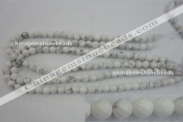 CWB212 15.5 inches 8mm faceted round natural white howlite beads