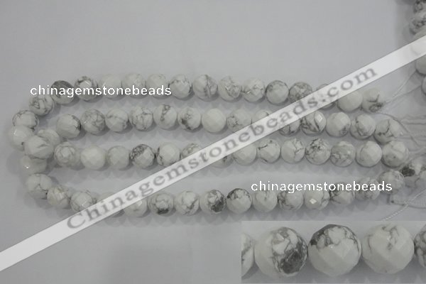 CWB214 15.5 inches 12mm faceted round natural white howlite beads