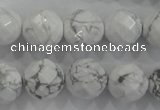 CWB215 15.5 inches 14mm faceted round natural white howlite beads