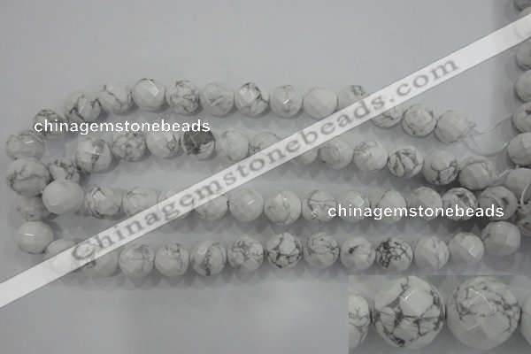 CWB215 15.5 inches 14mm faceted round natural white howlite beads