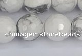 CWB235 15.5 inches 14mm faceted round white howlite beads