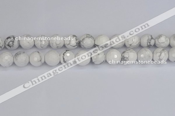 CWB235 15.5 inches 14mm faceted round white howlite beads