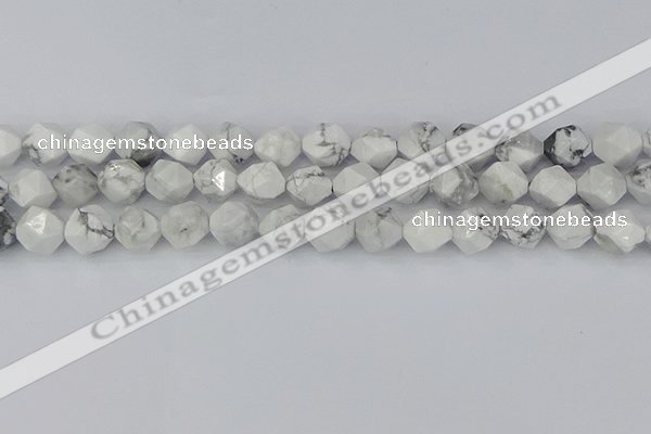 CWB240 15.5 inches 10mm faceted nuggets white howlite beads